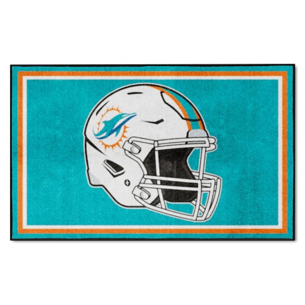 FANMATS Miami Dolphins Aqua 4 ft. x 6 ft. Plush Area Rug