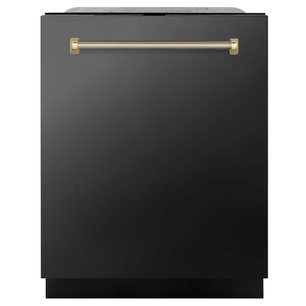 Autograph 24 in. Monument 3rd Rack Top Touch Control Dishwasher in Black Stainless Steel and Gold Helix Handle, 45dBa