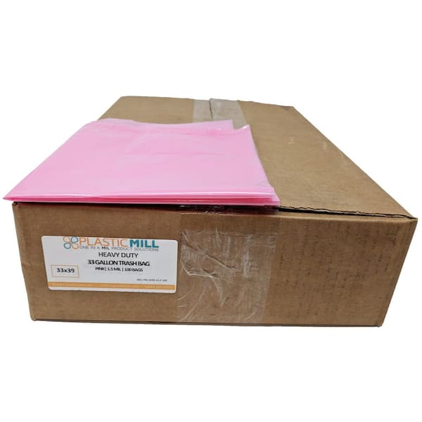 33 in. W x 39 in. H 33 Gal. 1.5 mil Pink Trash Bags (100-Count)