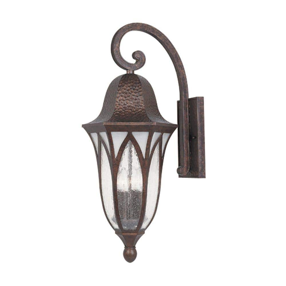 Berkshire 27.5 in. Burnished Antique Copper 4-Light Outdoor Line Voltage Wall Sconce with No Bulbs Included -  Designers Fountain, 20631-BAC