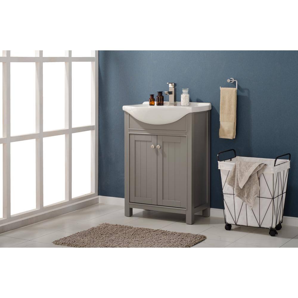 Marian Gray Solid Wood Single Sink Vanity with Porcelain Top