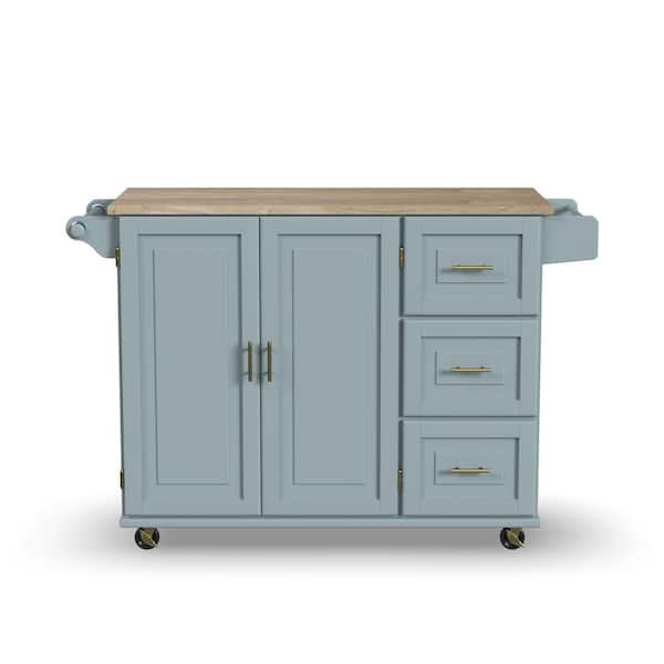 CorLiving White Mdf Base with Wood Top Rolling Kitchen Cart (32-in x 18-in x 35-in)