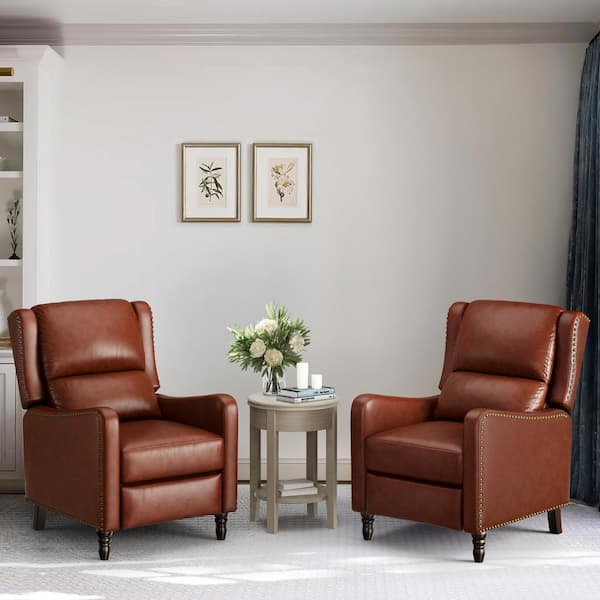 Swivel Chair With Ottoman JC Home Argus Leather Recliner With