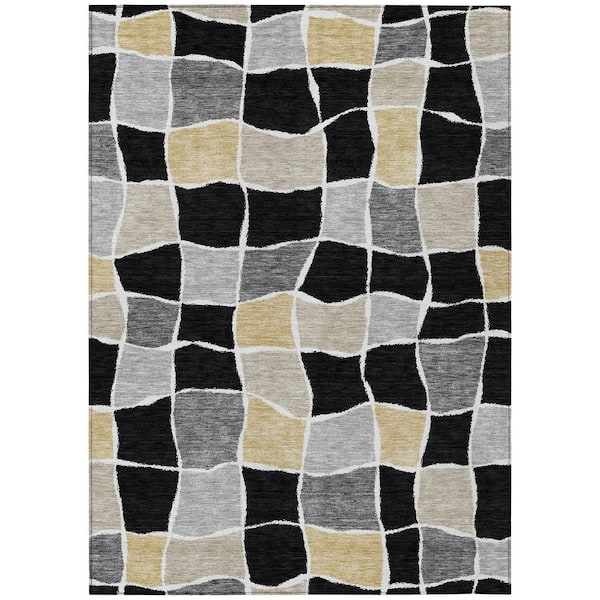 Chantille Machine Washable Indoor/Outdoor Abstract ACN2843 Black 10 ft. x 14 ft. Area Rug