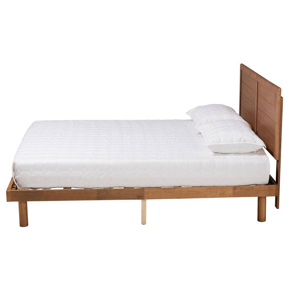 Daina Walnut Wood Full Size Platform Bed with Headboard