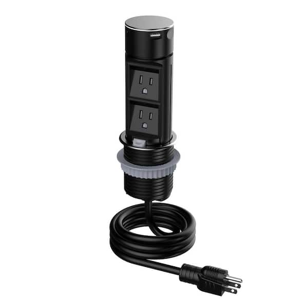 Link2Home Space Saver Pop Up-Outlet, 2 Power Outlets, 2 USB Ports A/C 2.4 Amp, Splash Resistant, Overload Protection, Stainless