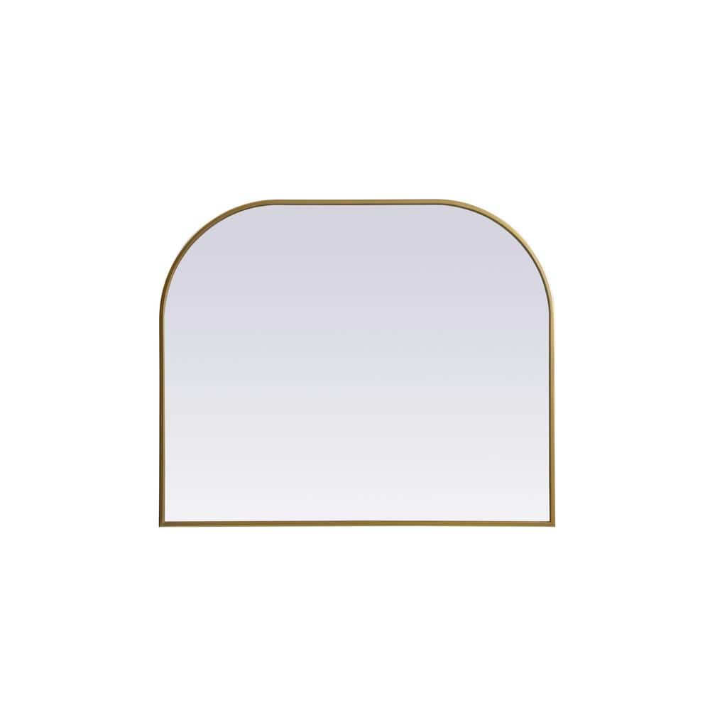 Simply Living 36 in. W x 30 in. H Arch Metal Framed Brass Mirror