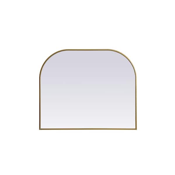 Unbranded Simply Living 36 in. W x 30 in. H Arch Metal Framed Brass Mirror