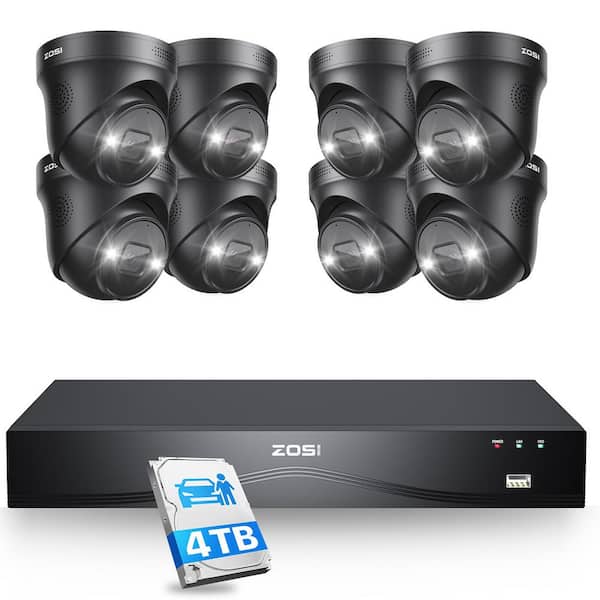 4K 8MP 24-Channel 4TB POE NVR Security Camera System with 8 Wired 8MP Outdoor Cameras, Dual-Disk, Built-in Cooling Fan