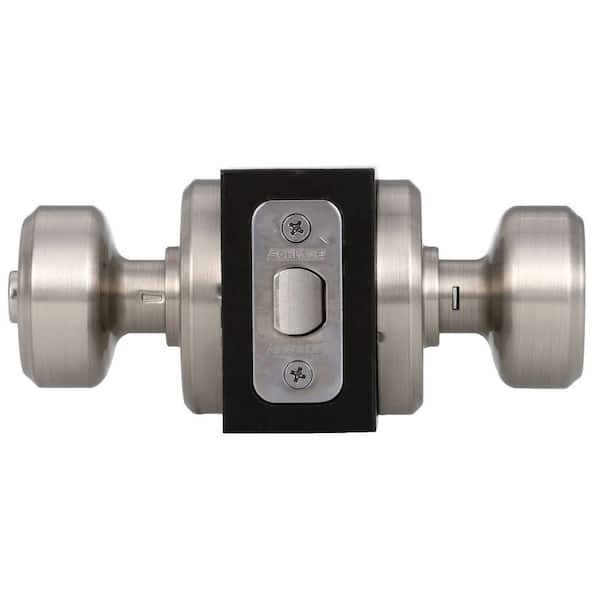 Schlage Bowery Satin Nickel Privacy Bed/Bath Door Knob with Greyson Trim  F40 V BWE 619 GSN - The Home Depot