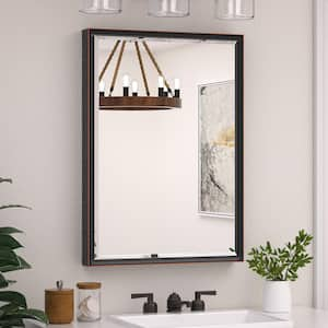 22 in. W x 30 in. H Rectangular Framed Beveled Edge Wall Bathroom Vanity Mirror in Oil Rubbed Bronze