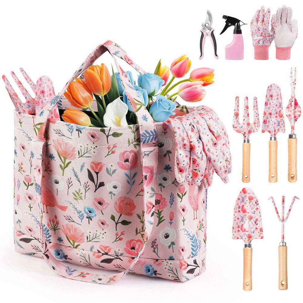 10-Piece Garden Tool Set with Floral Tote Bag, Ergonomic Wood Handles, Rust-Resistant Steel, Gift for Women price history on PriceWatchPro