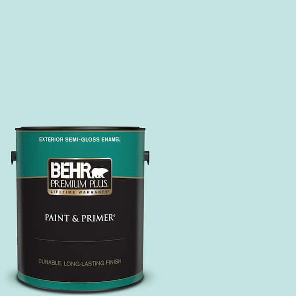 BEHR PREMIUM PLUS 1 gal. #510C-2 Windwood Spring Semi-Gloss Enamel Exterior Paint & Primer