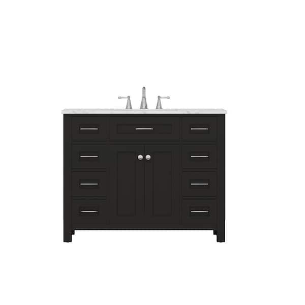 Alya Bath Norwalk 42 in. W x 34.2 in. H x 22 in. D Bath Vanity in Espresso with Marble Vanity Top with White Basin