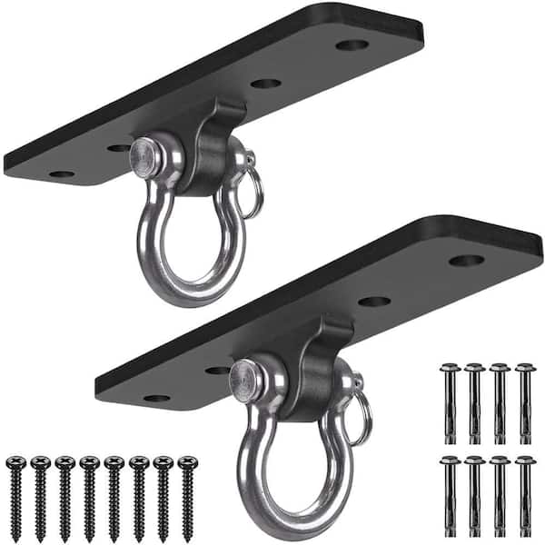 600 lb. Ceiling Mount Swing Hanger for Porch Swing Hammock Chair Yoga Silk Gymnastic Ring, Black (2-Pack)