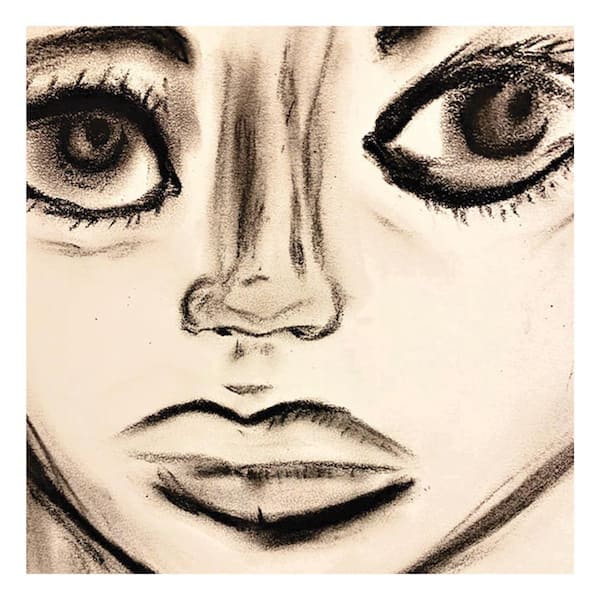 VENICE BEACH Collections Wide Eyes in Charcoal by Sarah Wahl 1-Piece Unframed Canvas Drawing Print Abstract Poster Art Print 30 in. x 30 in.