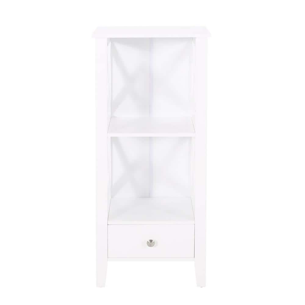 15.75 in. W x 12.5 in. D x 36.5 in. H White Short MDF Freestanding Linen Ca