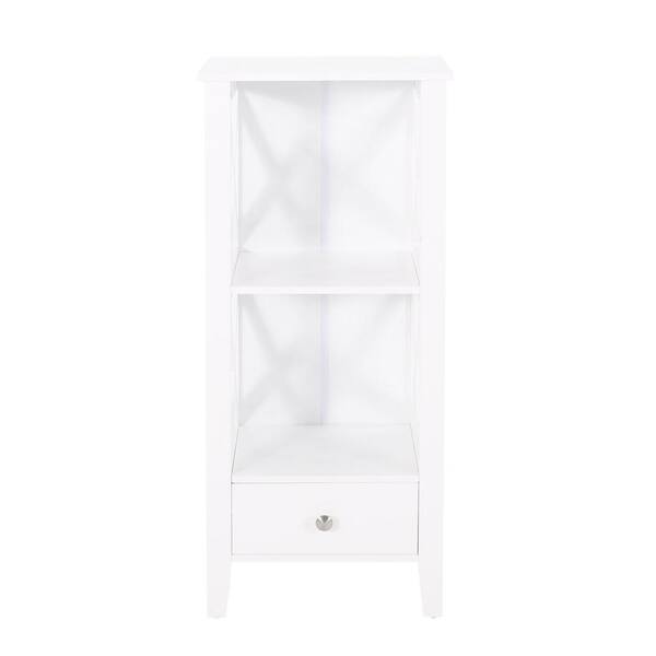 EPOWP 15.75 in. W x 12.5 in. D x 36.5 in. H White Short MDF Freestanding Linen Cabinet with One Drawer in White