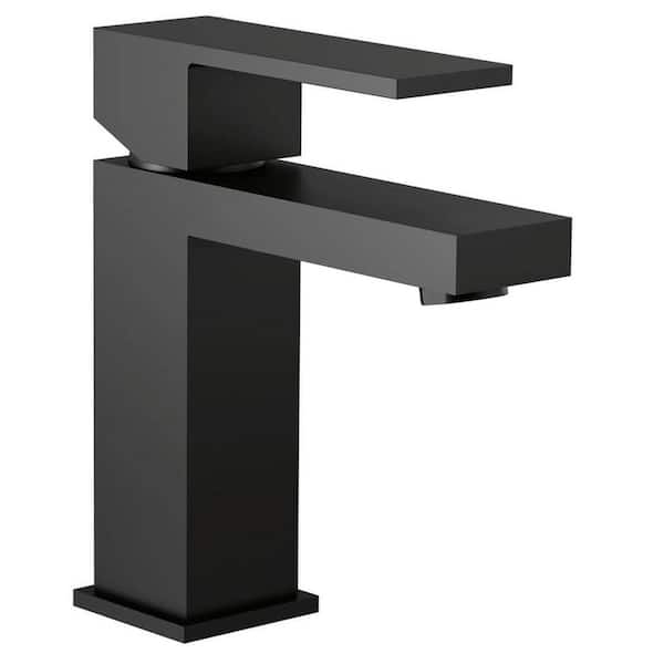 Stainless Steel Single Handle Single Hole 15° Soft Flow Spout Bathroom Faucet in Matte Black