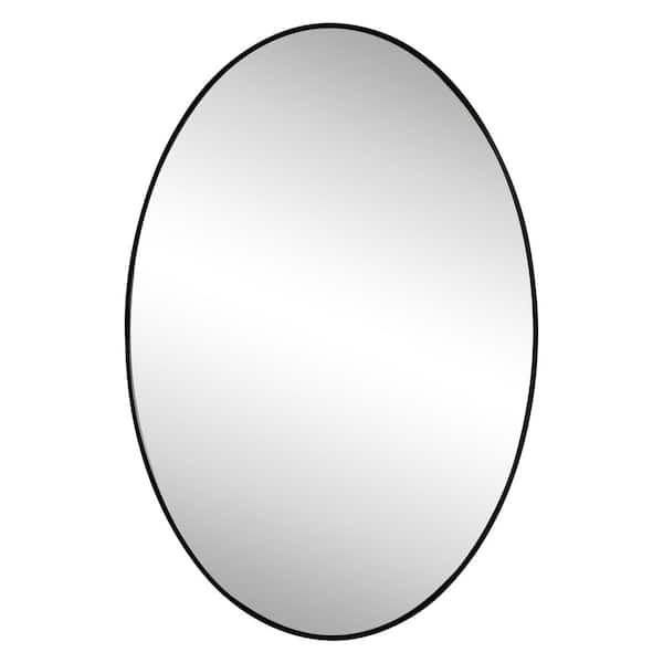 Ellipse 24 in. W x 36 in. H Medium Oval Aluminum Alloy Framed Wall Mounted Mirror, Black