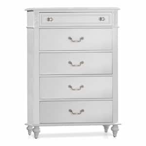 Fritza White 5-Drawer 35 in. Chest of Drawers
