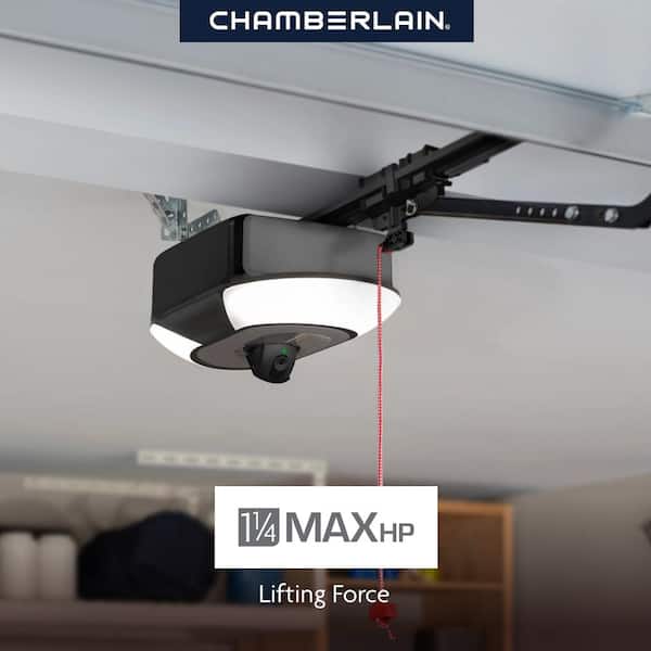 Secure View 1-1/4 HP LED Quiet Belt Drive Smart Garage Door Opener with Integrated Security Camera and Battery Backup