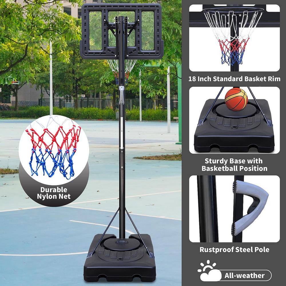 44" Black Polycarbonate Portable Basketball Hoop System