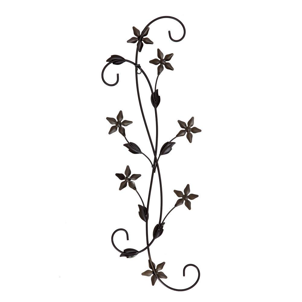 Chemilla Floral Copper and Black Iron Wall Art, 11" x 30"