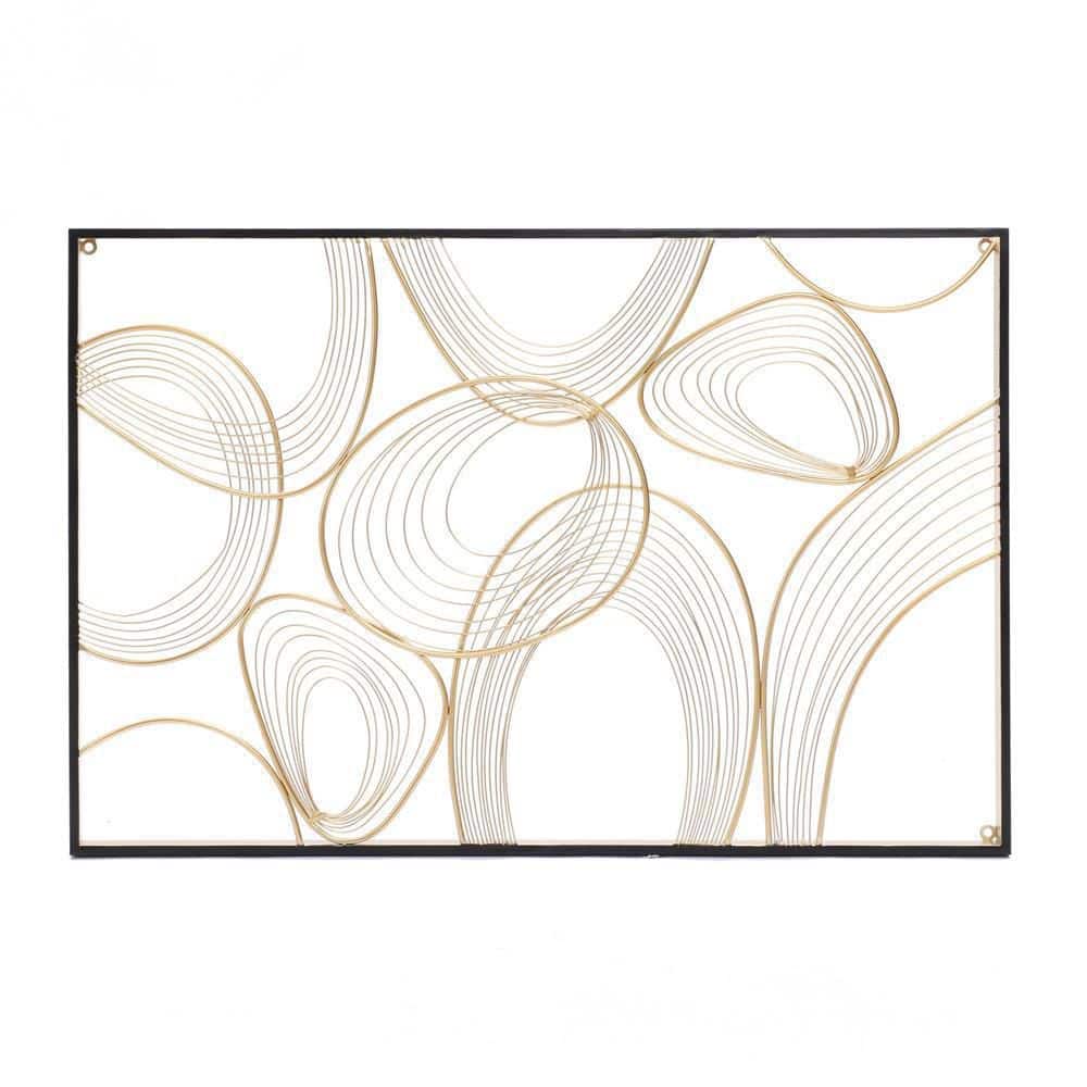 LuxenHome Gold and Black Abstract Metal Rectangular Metal Wall Decor