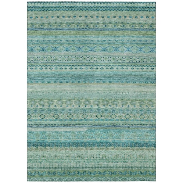 Chantille Machine Washable Indoor/Outdoor Abstract ACN2722 Teal 10 ft. x 14 ft. Area Rug