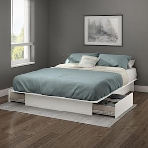 Step One Pure White Queen Platform Bed with Storage