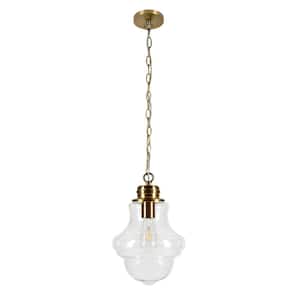 Annie 1-Light Brass Pendant with Clear Glass Shade