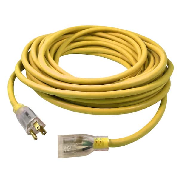 US Wire and Cable USW 100 ft. 14/3 Yellow Extension Cord with Lighted ...