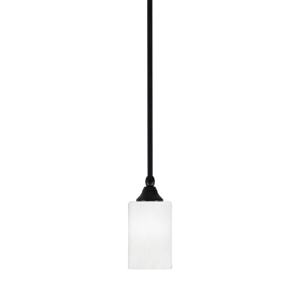 Sparta 100-Watt 1-Light Matte Black Shaded Pendant Light Mini Pendant with 
