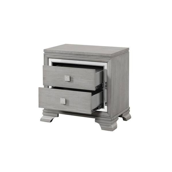 AndMakers Padua Washed Gray 2-Drawer 27 in. W Nightstand PF