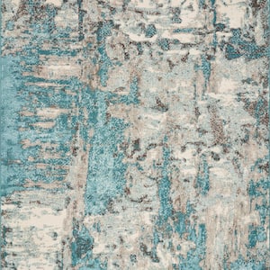 Watercolors Ivory/Teal 5 ft. x 8 ft. Watercolor Area Rug