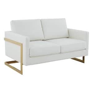 Lincoln 55 in. White Faux Leather 2 Seat Loveseat