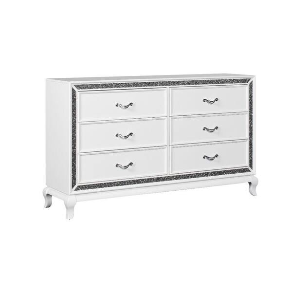 Benjara 18.25 in. White 6Drawer Wooden Dresser Without Mirror BM223322