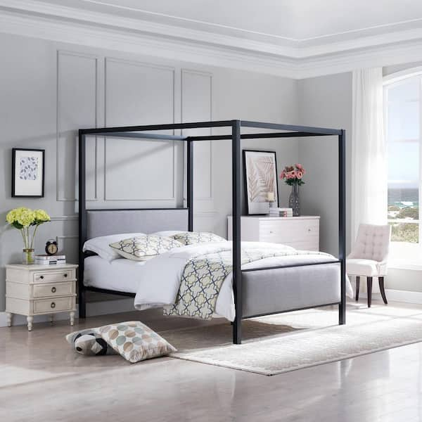 Duane Grey Metal Queen Bed Frame