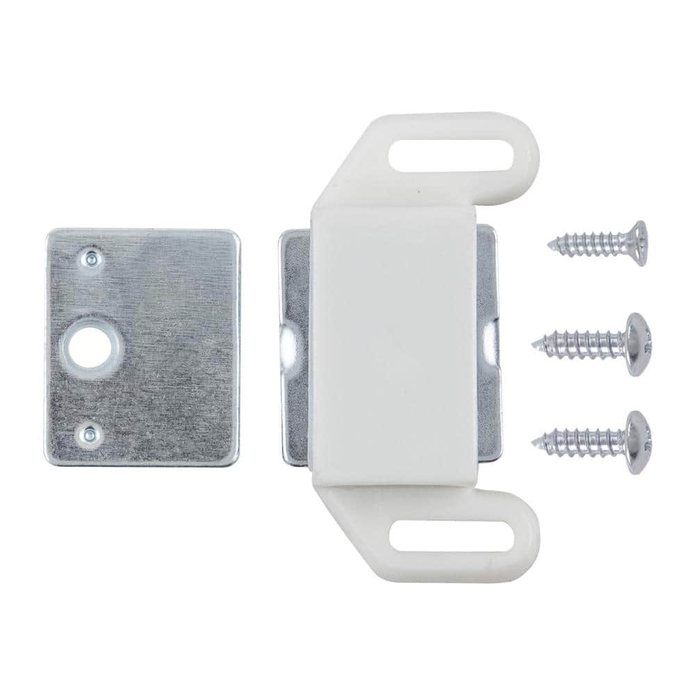 White Magnetic Cabinet Door Catch with Steel Plate