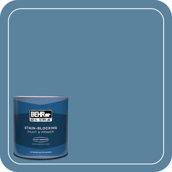 BEHR ULTRA 1 qt. #BIC-38 Honest Blue Extra Durable Satin Enamel Interior Paint & Primer