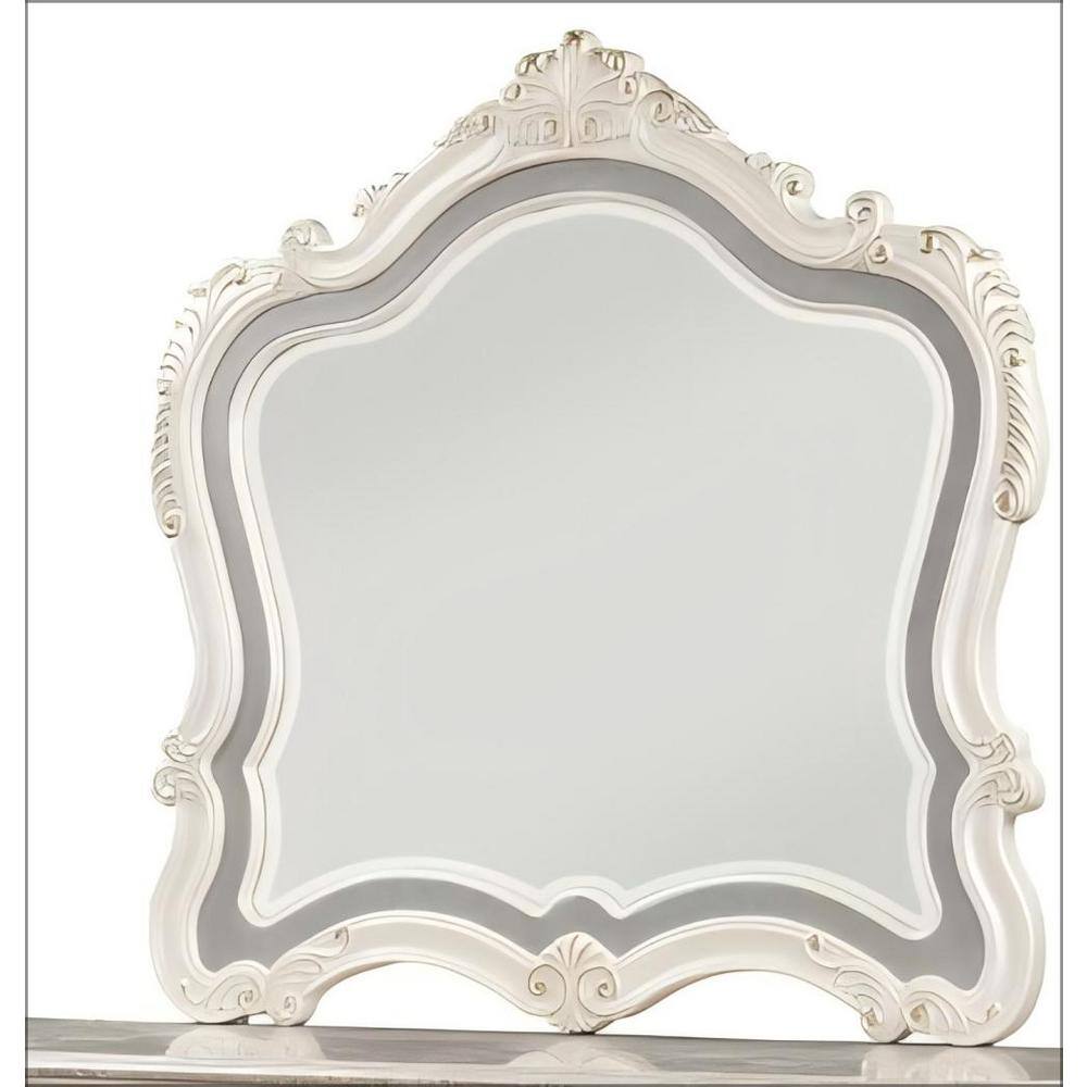 Hot Seller Pearl White Finish 45 in. W x 45 in. H Mirror: Luxurious Wall De