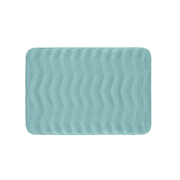 BounceComfort Waves Aqua 17 in. x 24 in. Memory Foam Bath Mat