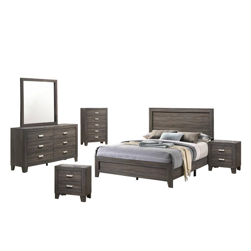Anastasia 6 Piece Gray Queen Panel Bedroom Set price history on PriceWatchPro