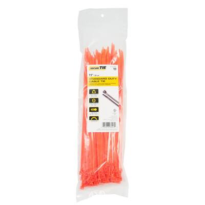 , Fluorescent Orange Colored Cable Ties 11 x .190 50 lbs 1000 Pack 