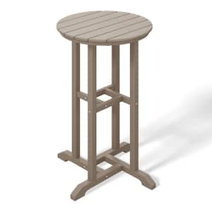 Laguna 24 in. Round Outdoor Dinining HDPE Plastic Counter Height Bistro Table in Weathered Wood
