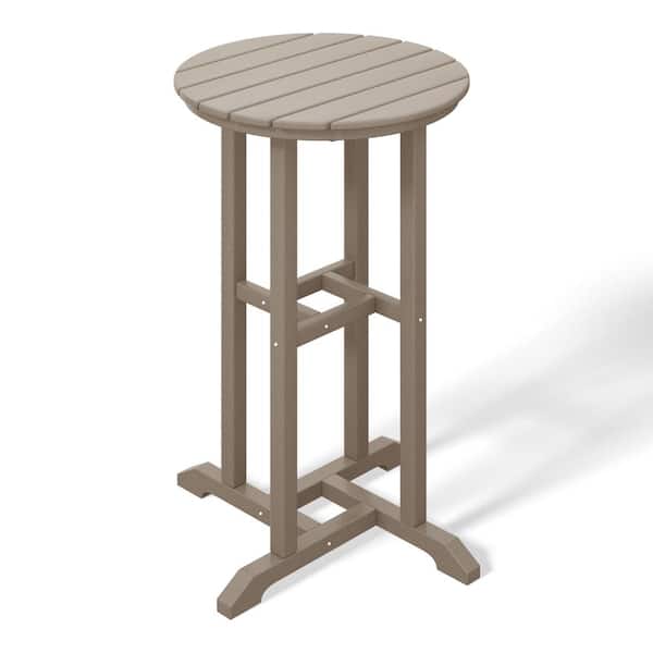 WESTIN OUTDOOR Laguna 24 in. Round Outdoor Dinining HDPE Plastic Counter Height Bistro Table in Weathered Wood