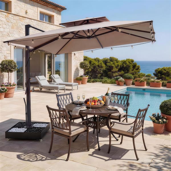 blue 10 ft patio umbrella MF Studio 10ft Patio Umbrella 3 Tier Vented Outdoor Market Umbrella with  Crank and Tilt All Aluminum Frame Navy Blue