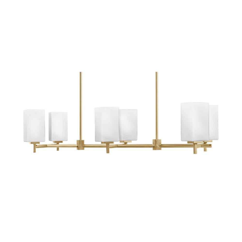 Bridgewater 6-Light New Age Brass Linear Chandelier, Any Room with 3.5 in. 