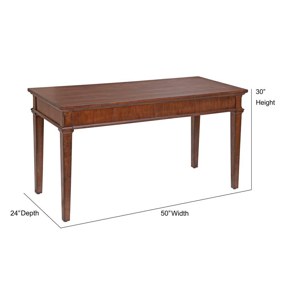 Cinnamon Cherry 54" Wood Writing Desk with USB Port